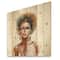 Designart - Portrait of African American Woman V - Modern Print on Natural Pine Wood
